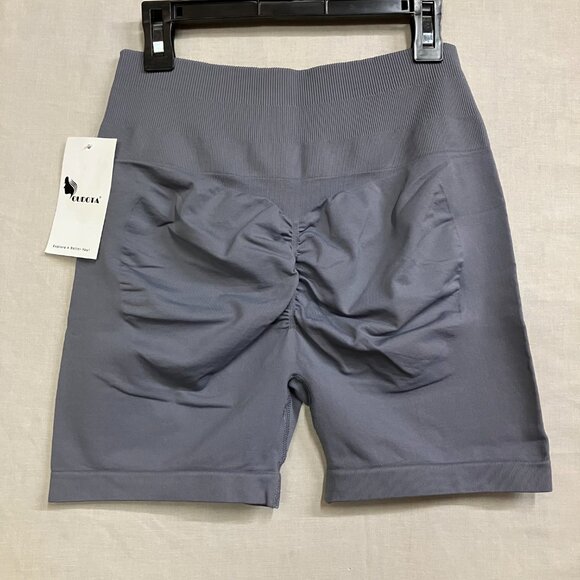 OUDOTA Women's L Gray High Waist Seamless Booty Scrunch Gym Sporty Biker Shorts - Picture 9 of 11